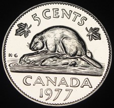 Canada 5 Cents 1977 Proof-Like~Elizabeth II~Beaver~Free Shipping - £4.53 GBP