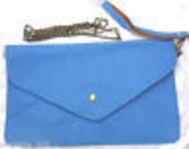 Envelope Handbag Flat Sky Light Blue Evening Wrist Shoulder Plain Lavander Class - £10.64 GBP