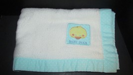 Cuddle Time Baby Duck vintage baby blanket aqua white dots acrylic nylon trim  - £24.49 GBP