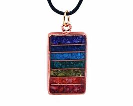 Mia Jewel Shop Rainbow Chakra Striped Rectangle Crushed Chip Stone Inlay Copper  - £14.45 GBP