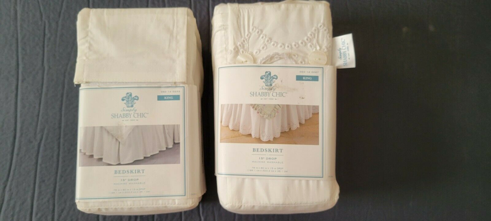 Two (2) New Simply Shabby Chic White King  Bedskirt ~ 78"x80"x15" Drop - $125.72