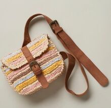 SUNDANCE Anabaglish Catalonia Straw Belt Bag Striped Multi Handmade Fann... - $68.85 CAD