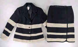 Pendleton Women&#39;s Suit Set 6 Petite Wool Blazer Skirt Black Stripe Blaze... - $79.20