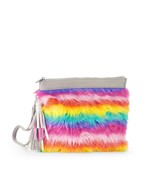No Boundaries Rainbow Wallet Wristlet Rainbow Faux Fur Carry All NEW - $12.59