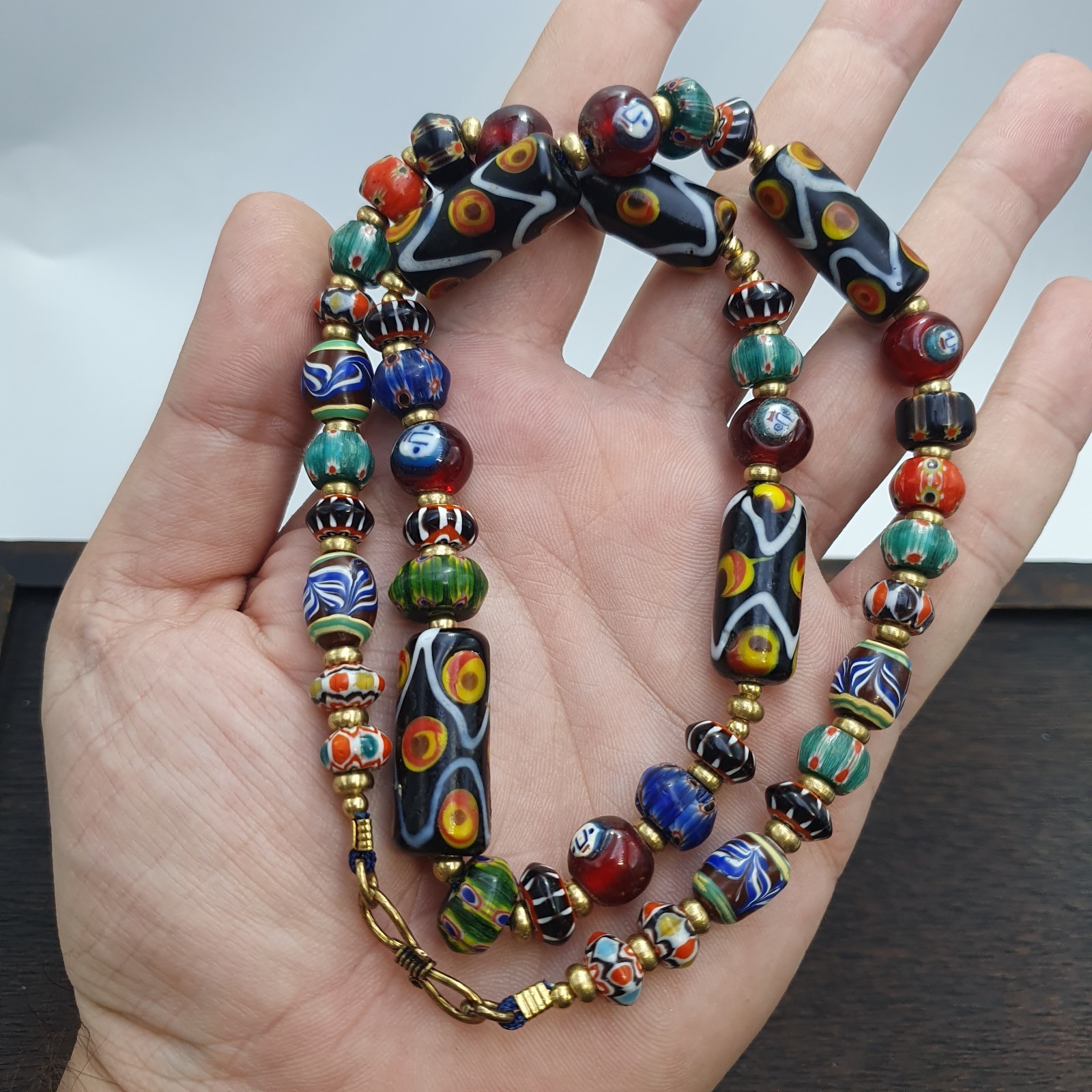 Venetian Style Glass Beads Necklace – Murano Style Facel & Floral Jewelry Item image 11