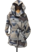 Aztec Southwest Western Tribal Geometric Coat Jacket Hood Wool Blend Wom... - £31.55 GBP