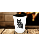 The Owls Are Not What They Seem Twin Peaks Shot Glass Black Owl White Sh... - £13.43 GBP