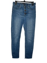 J. Crew Women&#39;s Jeans Skinny Button Fly Frayed Hem High-Rise Denim Blue ... - £15.73 GBP