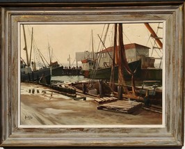 Wonderful Tarpon Spring, Florida Docks Harbor oil on canvas by Bartels - £363.50 GBP