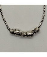 Silvertone BRIGHTON Barrel Bead 16.5-18.5&quot; Necklace - £17.13 GBP