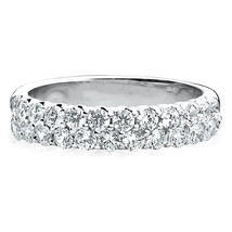 0.5CT Dos Filas Imitación Diamante Aniversario Anillo de Boda Oro Blanco Chapado - £196.91 GBP