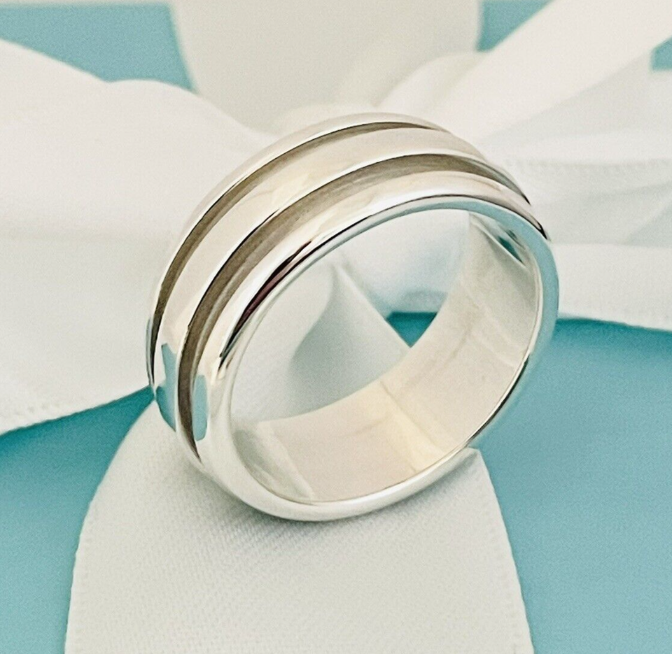 Primary image for Size 10.5 Tiffany & Co Vintage Atlas Groove Ring Mens Unisex in Sterling Silver