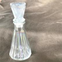 Vintage Perfume Bottle Clear Pressed Iridescent Glass Sheen With Glass S... - $4.95