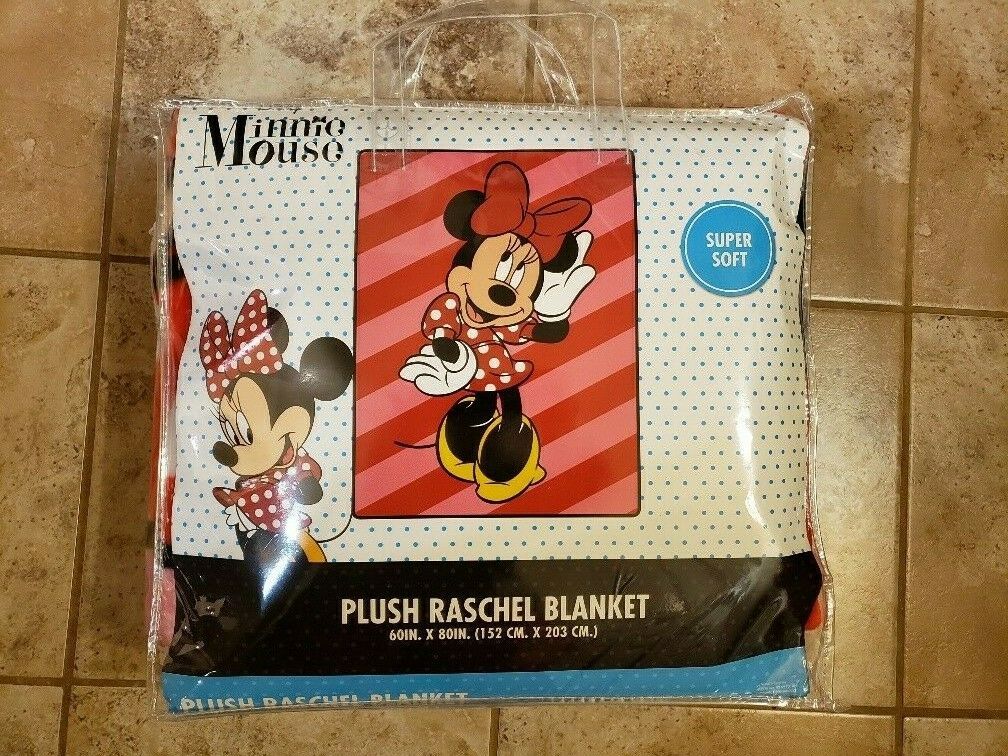 Primary image for NEW NIP Disney Minnie Mouse Plush Super Soft Raschel Blanket Throw 60" x 80"
