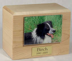Small 85 Cubic Inches Maple Pet Photo Urn for Ashes with Engravable Nameplate - £114.55 GBP