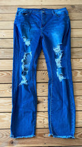 fashion nova NWT women’s distressed skinny jeans size 18 blue M1 - £15.41 GBP