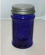 Cobalt Blue Glass Coffee Jar with Metal Lid Canister Java Grounds Mornin... - £11.99 GBP