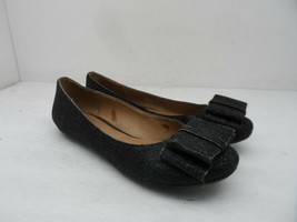 Jeffrey Campbell Women&#39;s Maxie Glittery Bow Slip-On Flats Black Size 6M - $14.24
