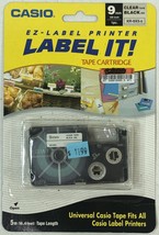 Casio EZ-Label Printer Tape Cartridge XR-9X5-s Clear Tape Black Ink 9 mm... - $8.79