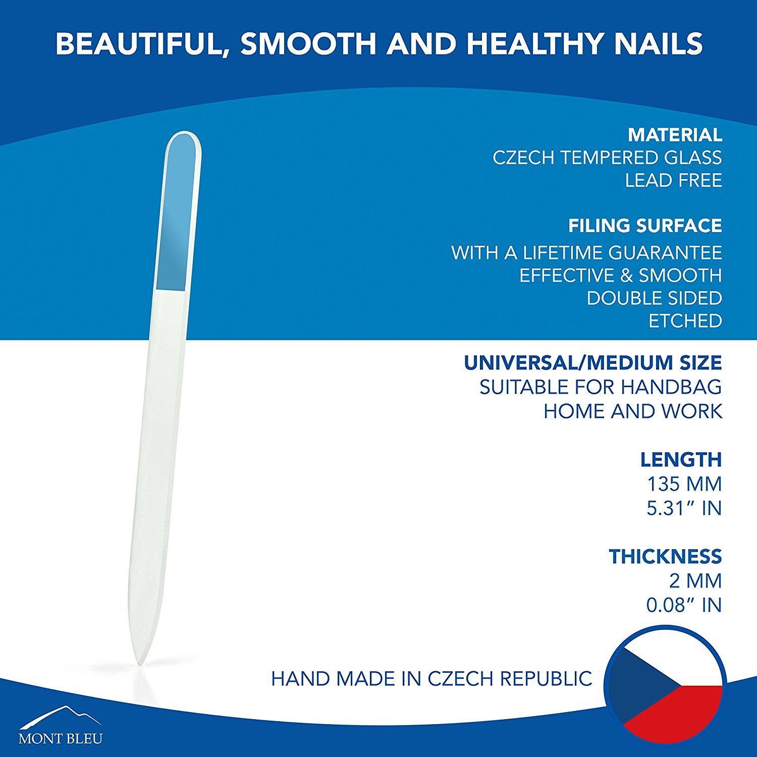 Mont Bleu Czech Glass Nail File  - Crystal Nail File for Manicure Tool Kit Item image 3