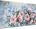 Flowers Canvas Wall Art Abstract Peony Landscape Painting - Large 40&quot;X20... - $80.11