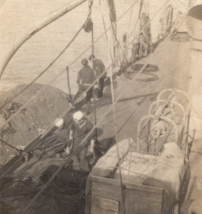 Men On Boat Dock Ships Pier Shipyard Workers Photograph Vintage Photo An... - $9.95