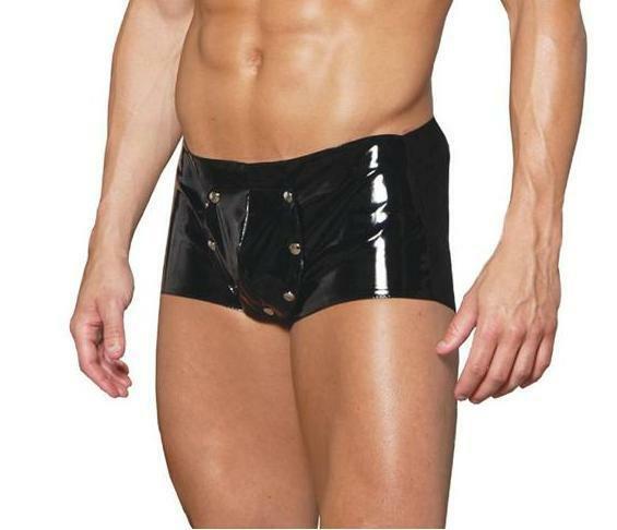 Primary image for Men's Vinyl Hot Shorts Break Away Front Pouch Snap Stretch Back Underwear V9209