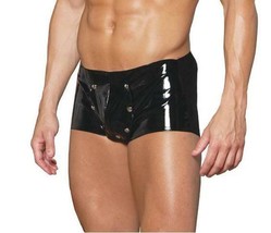 Men&#39;s Vinyl Hot Shorts Break Away Front Pouch Snap Stretch Back Underwear V9209 - £19.10 GBP