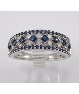 2Ct Princess Cut Blue Sapphire Wedding Anniversary Band Ring 14K White Gold Over - $143.05