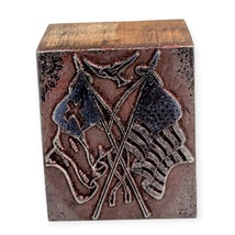 Vintage Letterpress Printing Wood Block: American Flag, Cross, Dove - £39.23 GBP