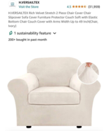 Chair Cover Velvet Stretch 2 Piece Chair Slipcover Sofa Cover Furniture ... - $411.68 MXN