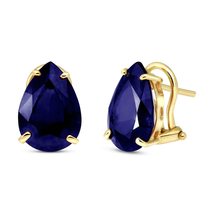 Galaxy Gold GG 14k Solid Gold 9.30ct Sapphire Omega Clip Earrings - £664.88 GBP