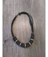 New Black Corded Chunky Beaded Necklace. Rhinestones  - $6.80