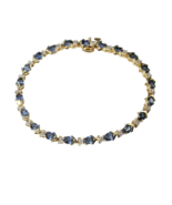 Unheated Blue Sapphire Diamond Bracelet Gold Sapphire Tennis  Offer welc... - €2.045,63 EUR