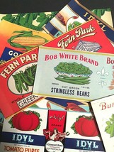 Early Vintage Advertising Unused Can Labels (Qty 8) NOS Beans Peas Corn Tomato - $29.99