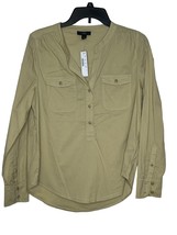 J.Crew Women&#39;s Garment-dyed Popover Top Long Sleeve Snap Pocket Green Small NWT - £18.78 GBP