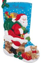 DIY Bucilla Down the Chimney Santa Christmas Eve Holiday Felt Stocking K... - $32.95