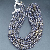 Lote 2 Hilos ANTIGUO AFRICANO AZUL BLANCO RAYAS CUENTAS DE VIDRIO Hilos ... - $579.48 MXN