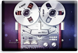 Vintage Reel To Reel Recorder Player 3GANG Light Switch Plate Music Studio Decor - £14.09 GBP
