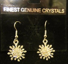 Christmas Snowflake Pierced Earrings Crystal Rhinestones New on Card - £11.95 GBP