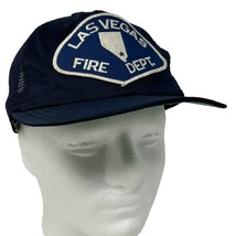 Las Vegas Fire Dept Trucker Hat Vintage 80s Blue Department Mesh Baseball Cap - £28.32 GBP