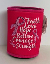 Breast Cancer Awareness 5mm Thick Neoprene Can Insulator &quot;Faith Love..&quot; Printed - £5.66 GBP