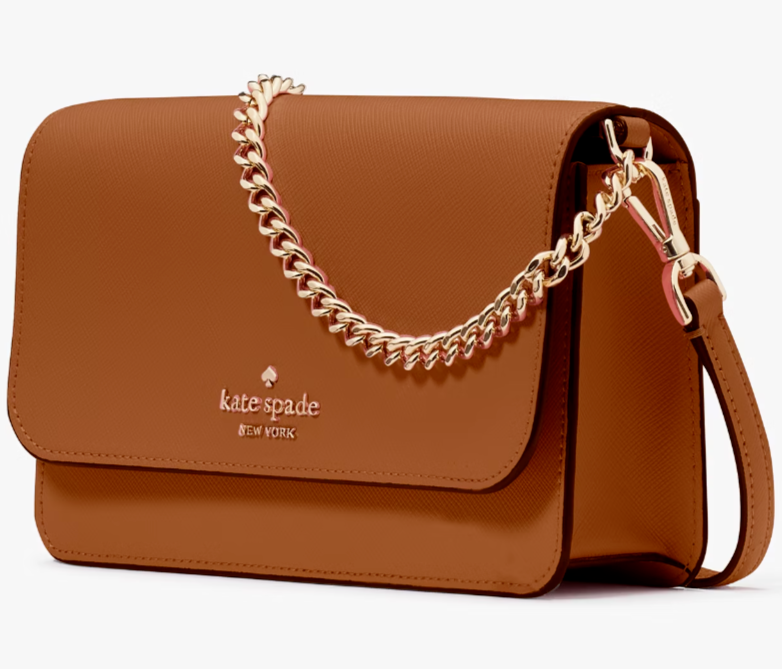Kate Spade Madison Flap Crossbody Bag Rusty Brown Leather Chain Purse KC586 NWT