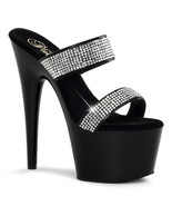 PLEASER ADORE-702-2 Women&#39;s Black 7&quot; Heel Platform Slide, Two-Band W/ RS... - $106.61 CAD