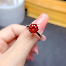 Newest Red/Grey/Colorful Moissanite Ring Real 925 Silver Fine Jewelry 2CT Shiny  - £56.06 GBP