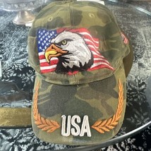 camouflage baseball cap with eagle and two American flags USA Proud MAGA - $14.92
