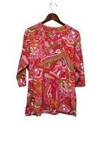 Soft Surroundings Top Womens PL Pink Paisley 3/4 Beaded Sleeve Shirt Wom... - £12.45 GBP