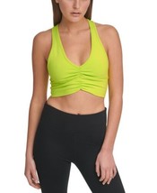 DKNY Womens Sport Ruched Racerback Low Impact Sports Bra,Size X-Small,Sour Apple - £29.98 GBP