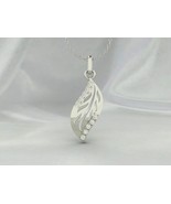 Leaf Design Diamond Stone 925 Sterling Silver Handmade Modern Pendant Ne... - $54.60 CAD+