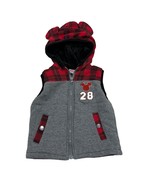 Disney Mickey Mouse Toddler Vest 2T Red &amp; Gray Plaid Hooded Jacket - $33.66 CAD